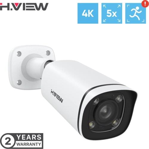 H.View 4K 8MP Poe Ip Camera H.265 5X Optical ZOOM Bullet Outdoor Waterproof CCTV Security Surveillance Camera For Poe Nvr Onvif
