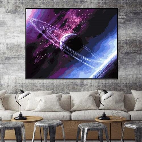 Oil Painting By Numbers "Planet" Drawing on Canvas HandPainted Art Gift DIY Picture By Number Kits Wall Decor
