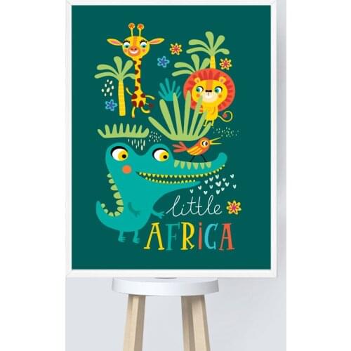 Canvas painting giraffe elephant crocodile animal zoo mural cartoon nordic posters and pictures kids home decoration