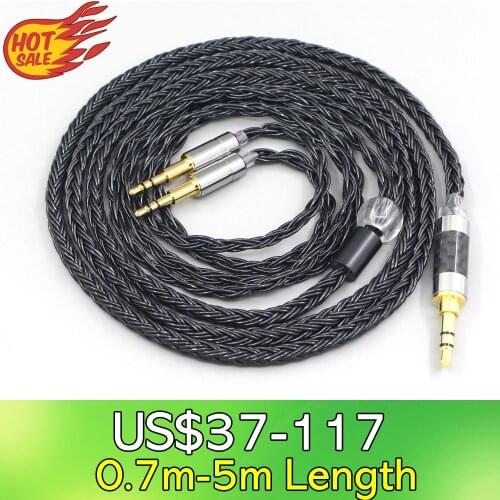 LN007413 16 Core 7N OCC Black Braided Earphone Cable For Abyss Diana Acoustic Research AR-H1 Advanced Alpha GT-R Zenith PMx2