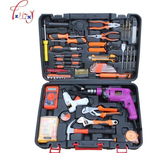 Multi-functional hardware toolbox for household tools electrician maintenance tool group sets the electric drill 220V 1PC
