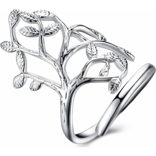 Fashion high-grade pure silver jewelry plant elegant tree ring lovely girl creative romantic ring opening ring free of freight