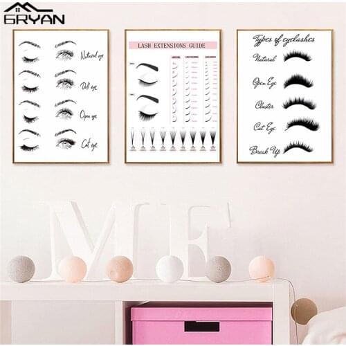 Fashion Makeup Eyelashes Wall Art Canvas Print Painting Lady Lash Extensions Guide Poster Nordic Picture Salon Living Room Decor