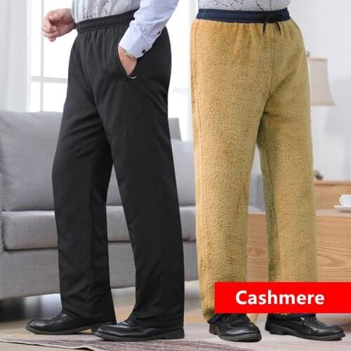 Mens Winter Cashmere Pants Classic Brand Sweatpants Super Warm Thick Pants Cashmere Trousers For Men Fleece Long Outdoors Pants