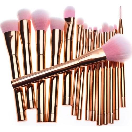 15pcs professional cosmetic brushes set gold handle plastic handle soft synthetic hair makeup brush set
