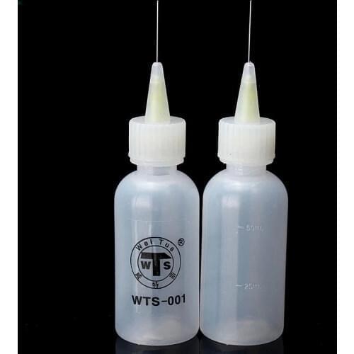 WTS-001 50ml Needle Tip Soldering Cleaning Clear Liquid Flux Alcohol Oil Dispenser Plastic Hand Bottle Cleaner DIY Repair