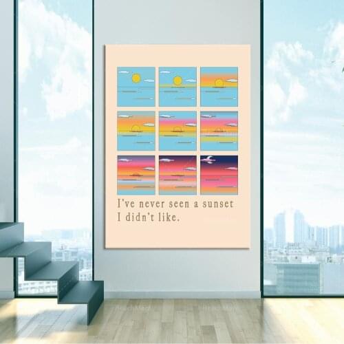 Sunset wall art, sunset poster, sunset landscape art decoration poster