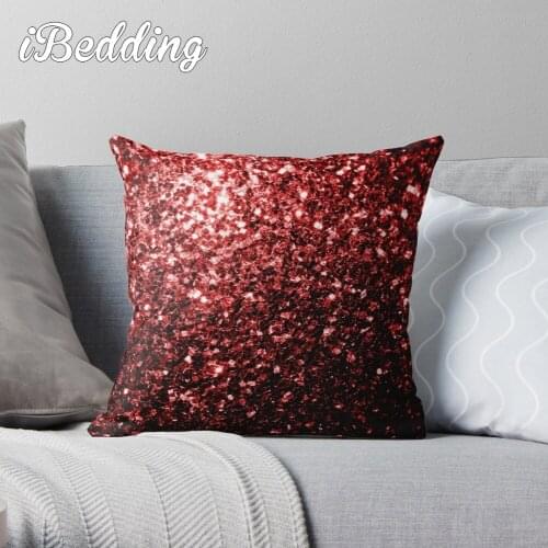 Beautiful Glamour Red Glitter Sparkles Throw Pillow Cushion Cover Polyester Throw Pillows Case On Sofa Home Decor