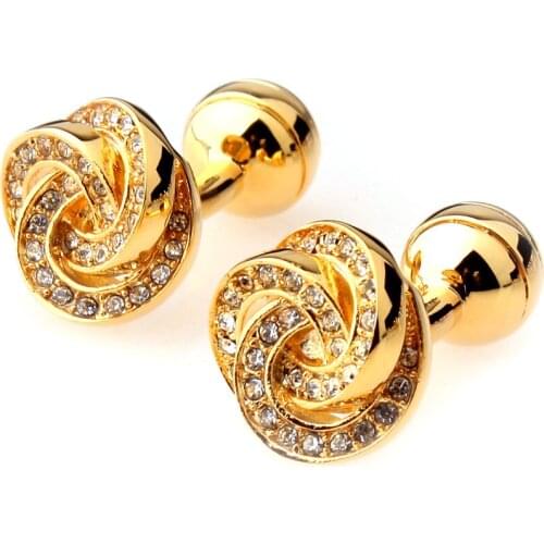 Novelty Copper Plating Cufflinks Cuff Links Wedding Prom Party gold color Diamante Tie Clips Fashion Jewelry