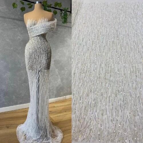 The new listing exquisite sequins + beads + bead tube linear tulle embroidery, suitable for fashionable ladies' skirts