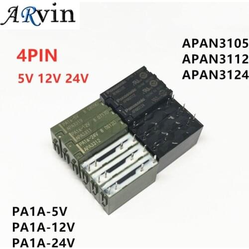 10pcs/lot New Original relay APAN3105 5V APAN3112 12V APAN3124 24V Complete replacement PA1A-5V PA1A-12V PA1A-24V 4PIN 5A250VAC