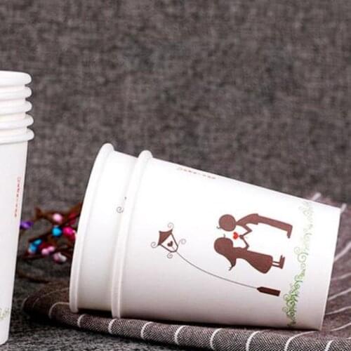 Disposable Cups Printed Thickening Party Supplies Paper Cup Disposable Cup Household Marriage Customized Tea Cup Customizable