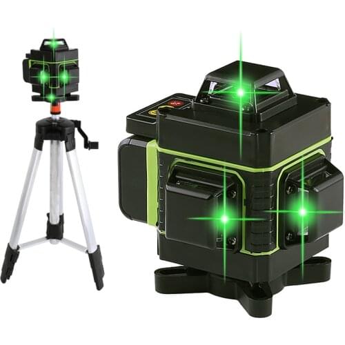 16/12 Lines 4D/3D Laser Level Professional Green Beams Lines Cross Self-Leveling 360 Laser Spirit Level Tripod Construction Tool