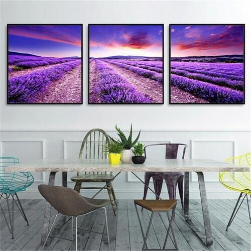 Romantic Lavender Flowers Poster Modern Canvas Painting Green Posters and Prints Home Decoration Bedroom Wall Art Decor Pictures