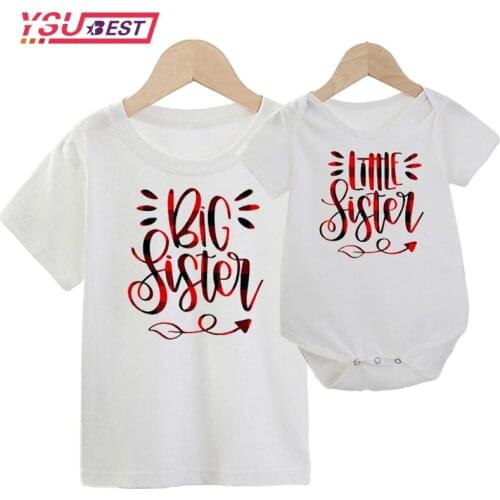 Family Matching Clothes Outfits Look Mother Daughter Big Sister Little Sister T shirt Clothing Mommy and Me Family Look T-shirt