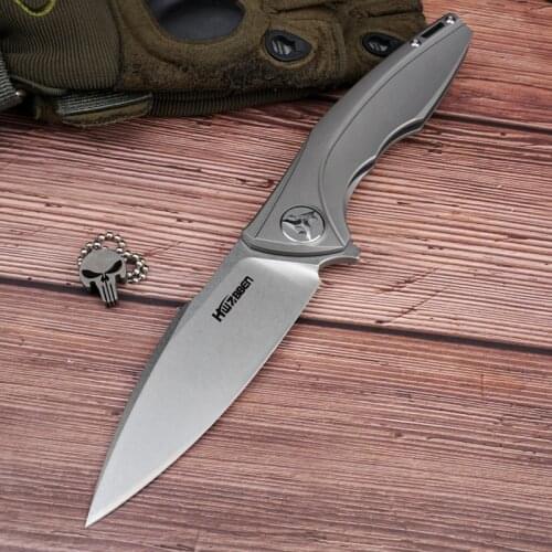 HWZBBEN D2 Titanium Alloy Folding Knives Military Tactical Hunting Knife Outdoor Camping Self Defense Multi-tool Pocket Knife