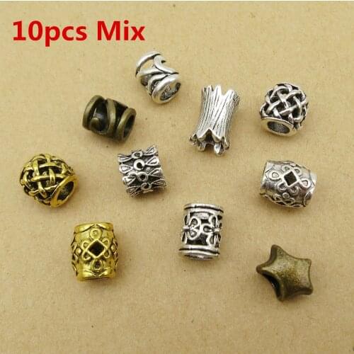 Mix 10 styles mini small hair braid dread dreadlock beads rings tube for hair men women Accessories 10pcs/Pack