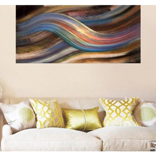 Modern Abstract Rainbow Oil Painting on Canvas Posters and Print Wall Art Painting Abstract Ribbon Picture for Living Room Decor