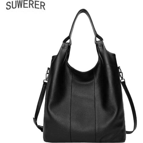 SUWERER New Women Genuine Cowhide Leather Bags Women Luxury Handbags Women Bags Designer Famous Brand Shoulder Bag Women Purse
