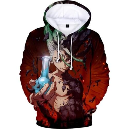 Anime Dr. Stone Hoodies 3D Print Cosplay Men Women Hooded Sweatshirt Hip Hop Pullover Sport Casual Hoodie Trendy Top Coat Unisex