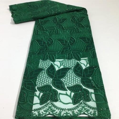 Green African Milk Silk Lace Fabric 2021 High Quality Lace Nigerian Tulle Guipure Lace Fabrics For Wedding Dress Sewing xc67-496