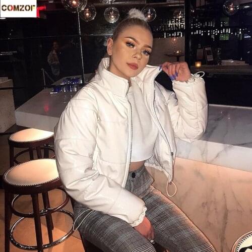 Drawstring short parka women thick winter jacket long sleeve crop top coats streetwear warm jackets fashion womens clothing