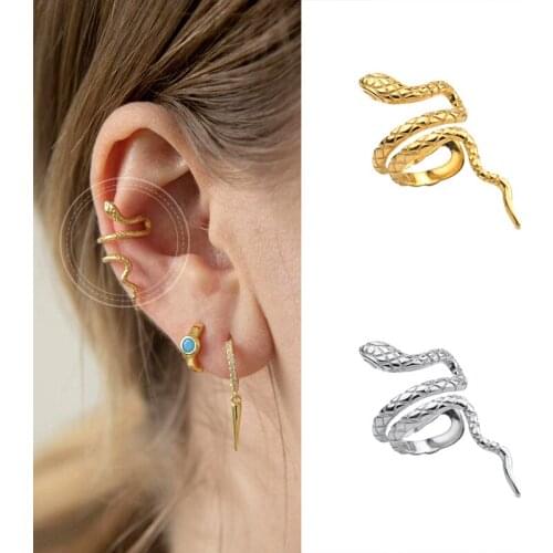 1PC 24k Gold-Plated /Silver Plain Snake Ear Cuff Non Piercing Clips Cuffs Earring Ear Cuff 2020 Fashion Luxury Women Fine Jewels