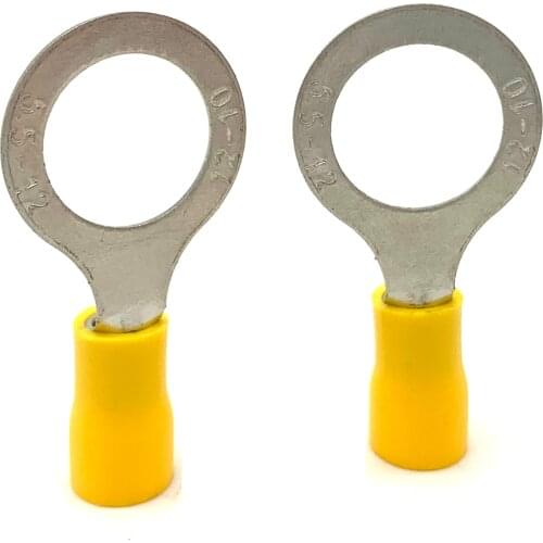 10/25 PCS RV5.5-12 Yellow Ring 4-6MM Insulated Wire Connector Electrical Crimp Terminal Cable Wire 12-10AWG