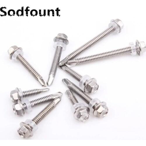 10pcs/lot 410 stainless steel hex socket head screws M5.5*19-125mm self-drilling dovetail screw with gasket