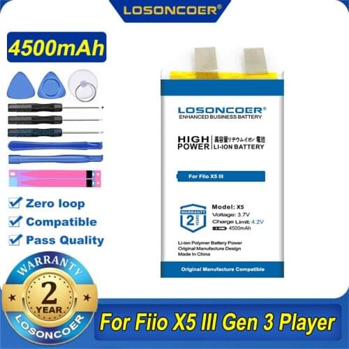 100% Original LOSONCOER X5 III 4500mAh Battery For Fiio X5 III Gen 3 Player