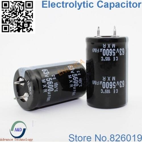2pcs/lot 63V 5600UF Radial DIP Aluminum Electrolytic Capacitors size 25*40 5600UF 63V Tolerance 20