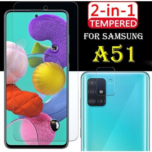 2in1 A51Glass with camera lens Tempered Film for Samsung Galaxy A 51 case screen protector A 5 1 samsungA51 HD Glas Para