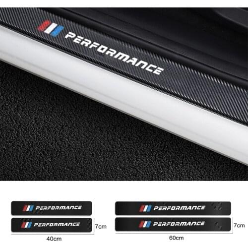 For BMW 1 3 5 7 Series X1 X3 X4 X5 X6 X7 F15 F16 F30 F31 F48 G30 E39 E70 4PCS Carbon Fiber Car Door Sill Guard Leather Stickers