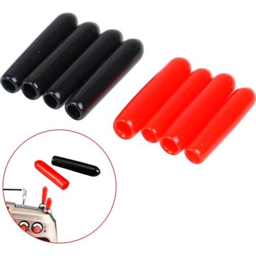 4pcs Anti-slipping Stick Switch Cap Rubber Remote Control Transmitter Sheath For Futaba Frsky Radiolink RC Drone FPV Red Black