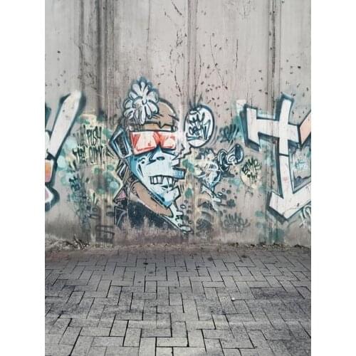 5x7ft Graffiti Wall Brick Floor Road Photography Backdrops Photo Props Studio Background