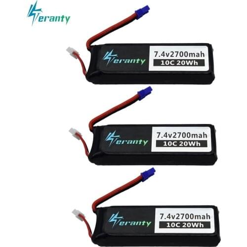 7.4V 2700mAh For Hubson H501W H501S H501C lipo battery 10C 20WH For RC Qaudcopter Drone Parts 2s 7.4 v Battery EC2 Plug 2/3/5pcs