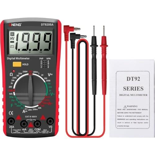 AN9205A AC DC Digital Multimeter Test Voltmeter Resistance Capacitance LCD Display 2000 counts Transistor Diode Meter Tester