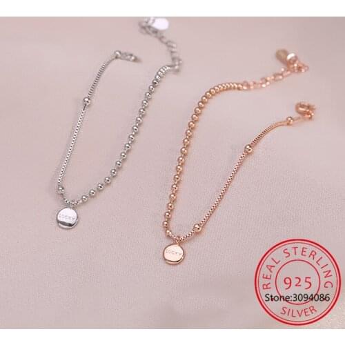 Trendy 925 Sterling Silver Round Bead Lucky Bracelet & Bangle Adjustable Bracelet Women Fine Jewelry Accessories for Weeding