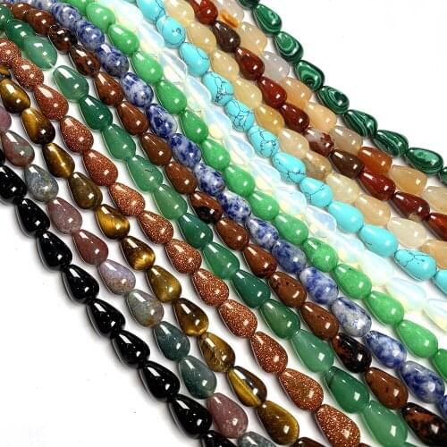 Natural Stone Beads Water Drop Shape Loose Beads Charms for Women Fashion Jewelry Making Bracelet Necklace Size 8x12mm