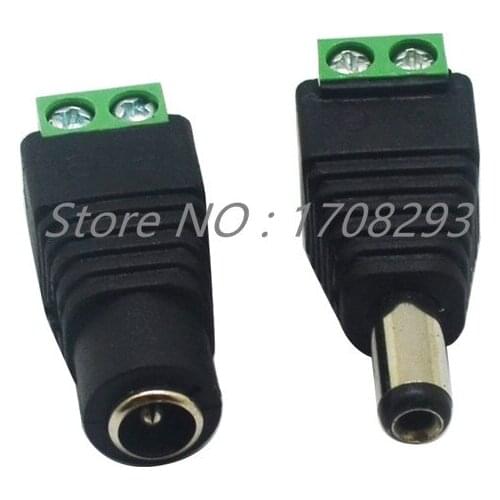 DHL 100Set DC Male Female Connector to 2 Wire Conductor Screw Down Connector for LED Strip Controller 3528/5050/5630