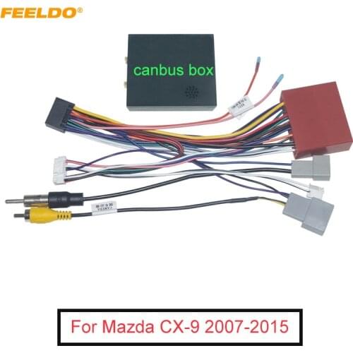 FEELDO Car Audio 16PIN CD/DVD Player Power Calbe Adapter With Canbus Box For Mazda CX-9 07-15 Stereo Plug Wiring Harness