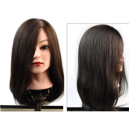 Mannequin Head Salon 100% Real Hair Natural Black Hair Training Hairdressing Practice Cosmetology In Mannequins Model Dummy Head