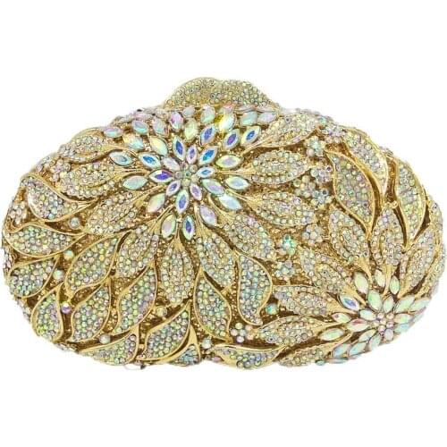 Rhinestone flowers Clutch Party Bag Women Wedding Bag Party Bag Party bag Crystal jaw-dropping color handbag