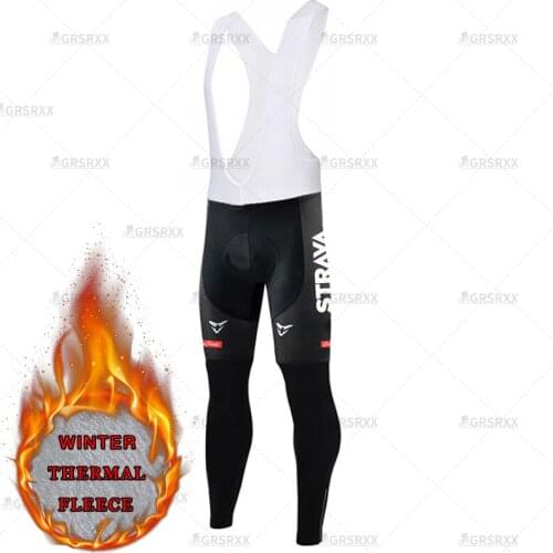 STRAVA Unisex Cycling Bib Trousers Womens Winter Cold-Proof Cycling Bib Tights Mens Mountain Bike Full Length Windproof Pants