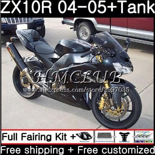 Body + Glossy black Tank For KAWASAKI NINJA ZX1000 C ZX 10 R ZX-10R 2004 2005 60HC.5 ZX1000C ZX10R 04 05 ZX 10R 04 05 Fairings