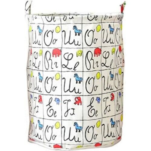5PCS / LOT Graffiti Cotton Linen Laundry Basket Folding Waterproof Laundry Basket Childrens Toy Storage Bag