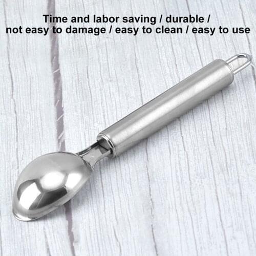 Stainless Steel Ice Cream Scoop Icecream Spoon Scooper with Round Handle Kitchen Tool