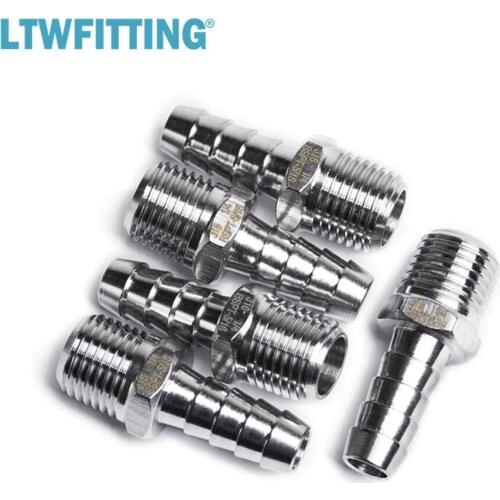 LTWFITTING Stainless Steel 316 Barb Fitting Coupler/Connector 1/4-Inch Male BSPT x 5/16-Inch(8mm) Hose Barb Fuel Gas Water