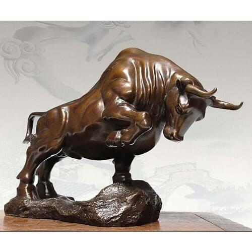 TOP ART #office home store business stock-market Mascot -efficacious Talisman Money Drawing Protection Bull bronze statue