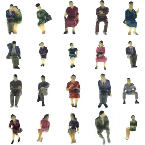 20pcs Model Railway O Scale Seated Figure 1:43 Painted Sitting People For Building Park Layout